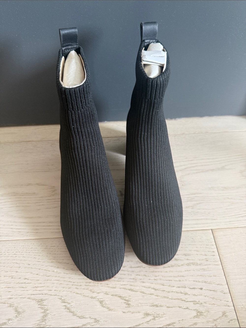 Everlane Black Rib Knit Ankle Boots